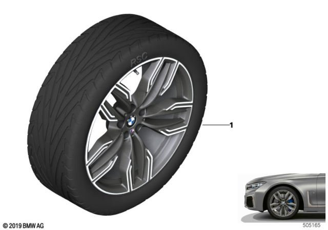 2018 BMW 740i xDrive BMW Light-Alloy Wheel, M Double Spoke Diagram 3
