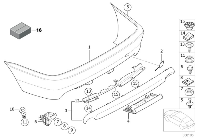 2004 BMW 325Ci M Trim Panel, Rear Diagram