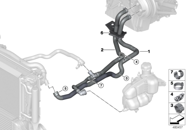 2016 BMW X1 Cooling Water Hoses Diagram