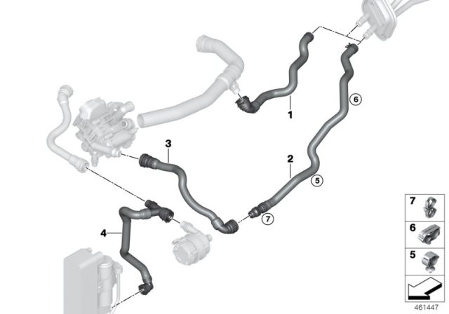 2017 BMW 230i xDrive Cooling Water Hoses Diagram