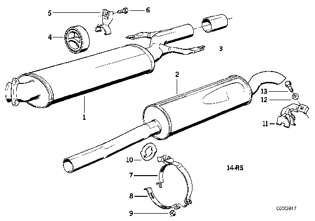 1985 BMW 524td Exhaust Assy Without Catalyst Diagram