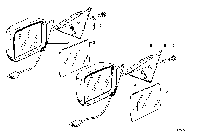 1979 BMW 320i Electrical Exterior Mirror Diagram 1