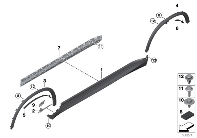 2020 BMW X5 M Trim, Sill / Wheel Arch Diagram