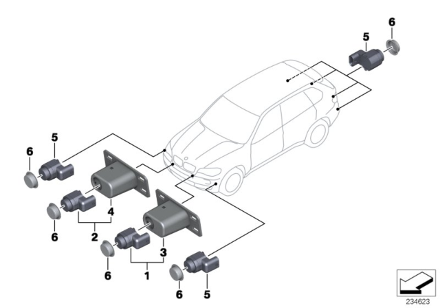 2008 BMW X5 Ultrasonic-Sensor Diagram 2