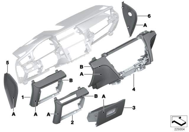 2015 BMW Alpina B7L xDrive Individual Dashboard, Mounting Parts Diagram