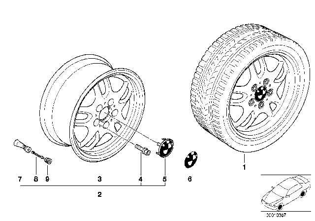 1994 BMW 325i Double-Spoke Styling Diagram