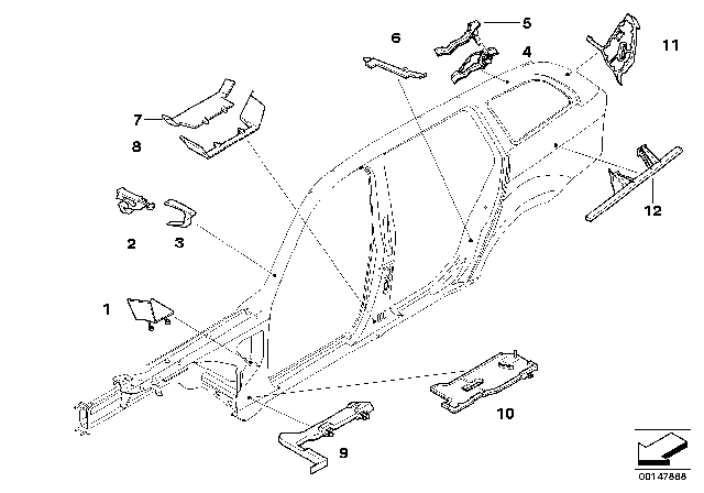 2007 BMW 328i Cavity Shielding, Side Frame Diagram