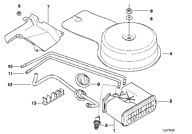 1996 BMW 328is Activated Charcoal Filter / Tubing Diagram