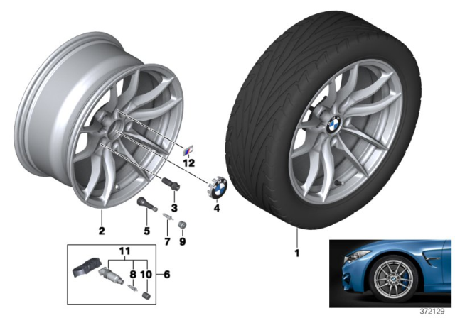 2017 BMW M3 BMW LA Wheel, V-Spoke Diagram 1