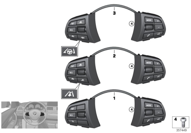 2016 BMW X5 Switch, Steering Wheel Diagram 1