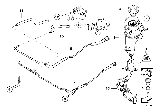 2007 BMW M5 Expansion Tank / Tubing Diagram