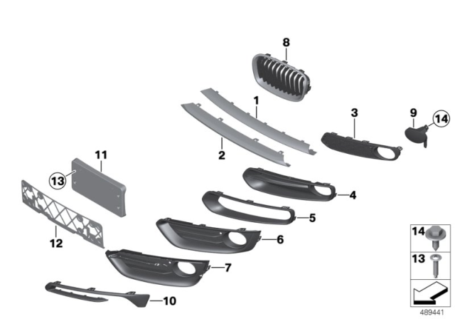 2016 BMW 228i Grille, Front, Right Diagram for 51137295526