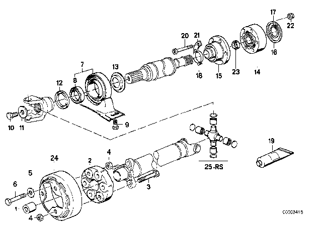 1991 BMW 535i Drive Shaft-Center Bearing-Constant Velocity Joint Diagram 1