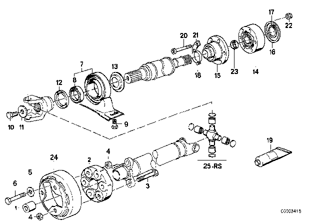 1991 BMW 525i Centre Mount Diagram for 26121226723