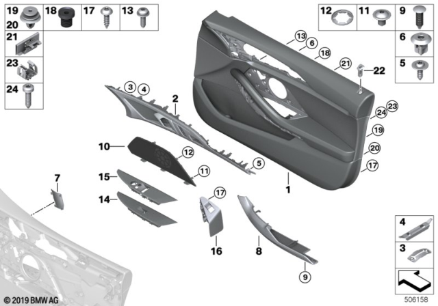 2020 BMW M8 Door Trim Panel Diagram