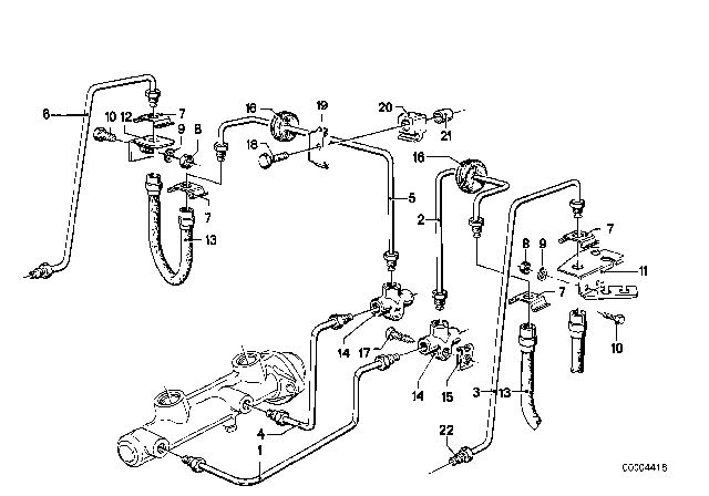 1985 BMW 735i Brake Pipe, Front Diagram