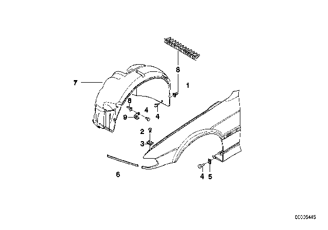 1997 BMW 750iL Bracket Covering Wheel Housing Front Le. Diagram for 51718196463