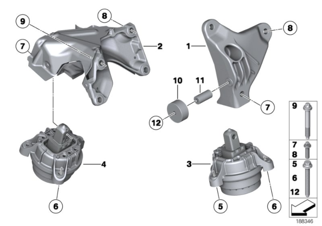 2011 BMW 740i Engine Mount Right Diagram for 22116786242