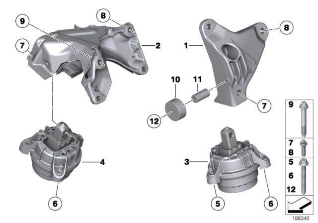 2011 BMW 740i Engine Suspension Diagram