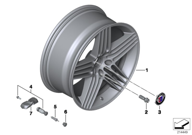 2011 BMW Alpina B7 Disc Wheel, Light Alloy, Dynamic Diagram