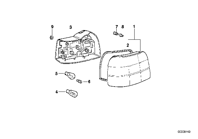 1995 BMW 318ti Tail Light, Right Diagram for 63218353552