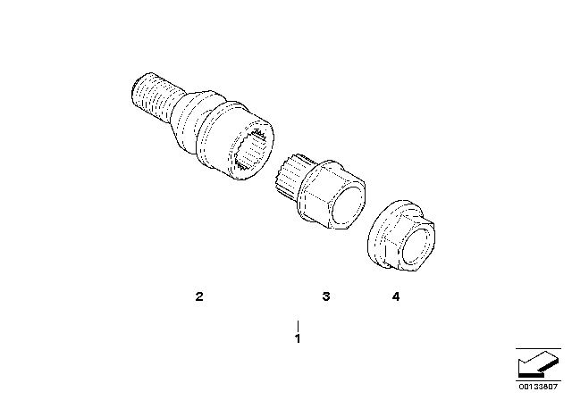 2006 BMW X5 Wheel Bolt Lock With Adaptor Diagram