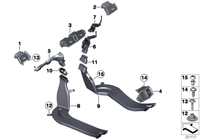 2012 BMW X3 Heater Duct Rear Left Diagram for 64229175039