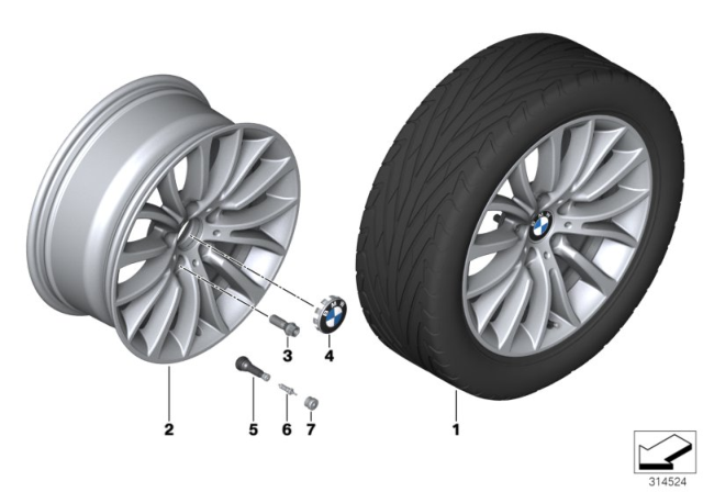 2013 BMW 535i xDrive BMW LA Wheel, Multi-Spoke Diagram 2