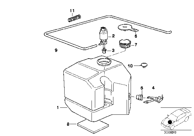 1999 BMW Z3 M Single Parts For Cleaning System / Container Diagram