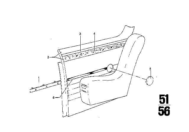 1971 BMW 3.0CS Lateral Trim Panel Diagram 1