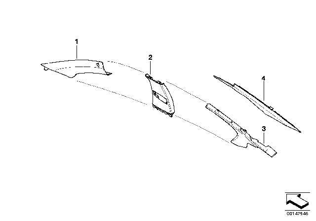 2004 BMW 525i Individual A, B, C Pillar Covers, Top Diagram