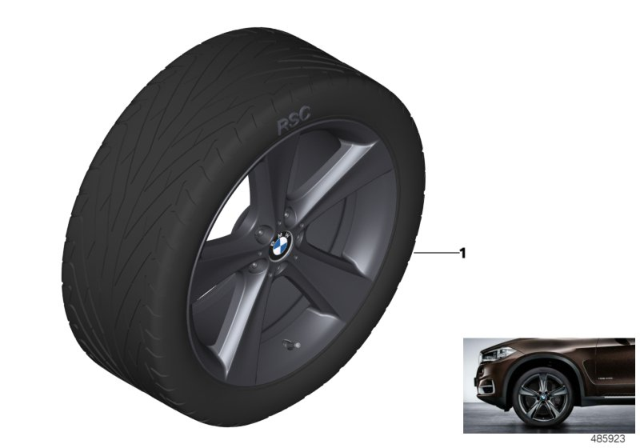2016 BMW X6 BMW LA Wheel, Star Spoke Diagram 1