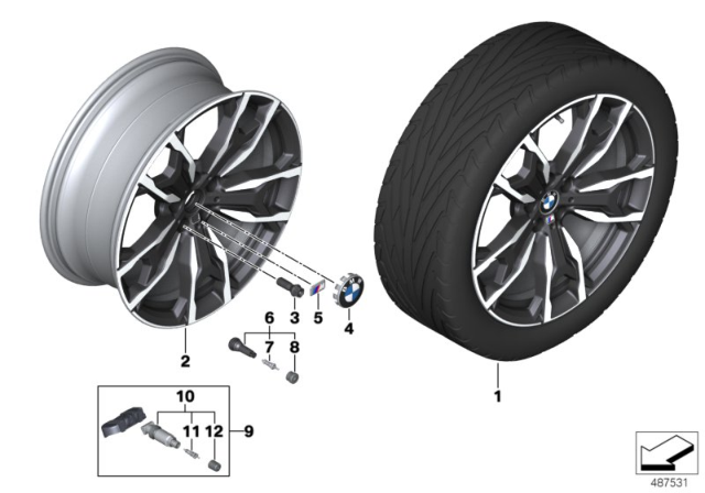 2020 BMW X4 Disc Wheel, Light Alloy, Orbitgrey Diagram for 36108073792