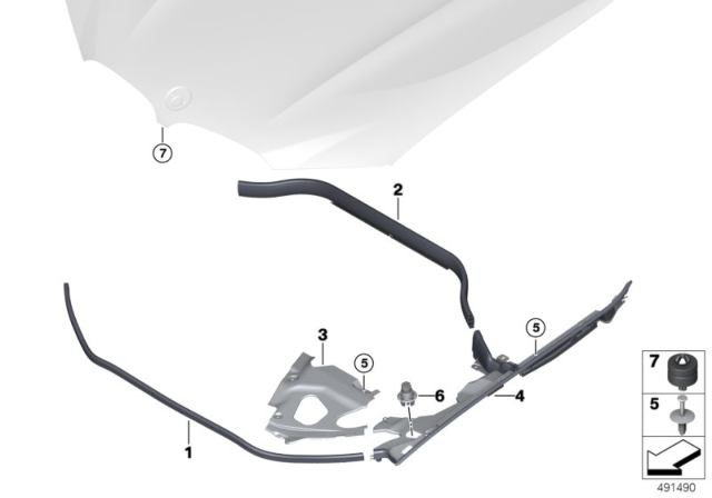 2020 BMW X3 M Front Engine Hood Sealing Diagram for 51767397485