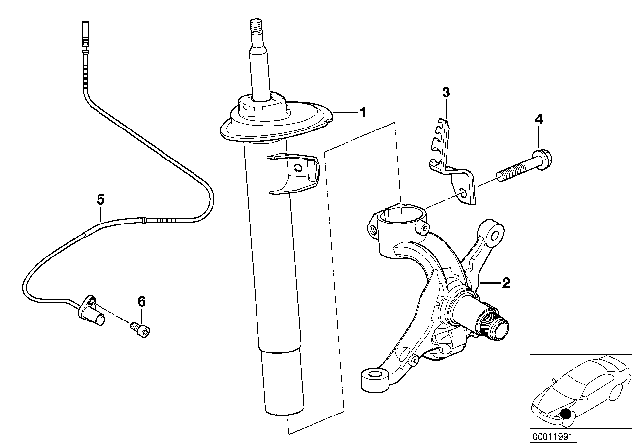 2003 BMW 325Ci Front Spring Strut / Shock Absorber Diagram