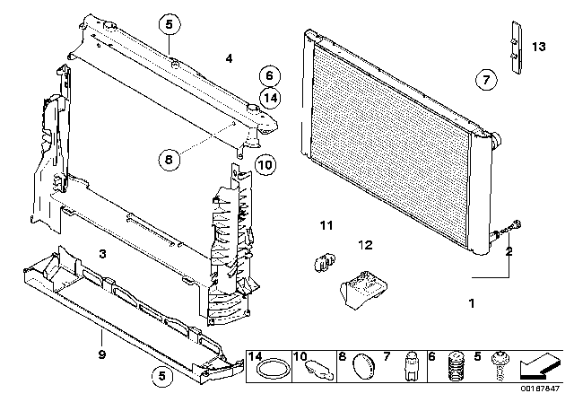 2010 BMW 535i xDrive Mounting Parts For Radiator Diagram