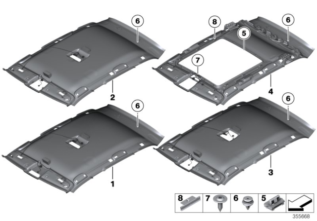 2015 BMW X1 Headlining Diagram for 51442994155