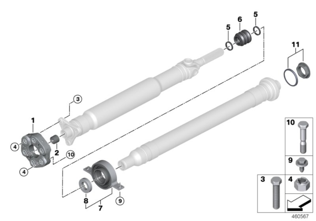 2018 BMW 330e Flexible Discs / Centre Mount / Insert Nut Diagram