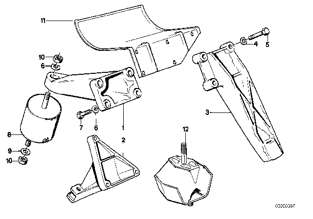 1989 BMW 635CSi Engine Suspension / Damper Diagram