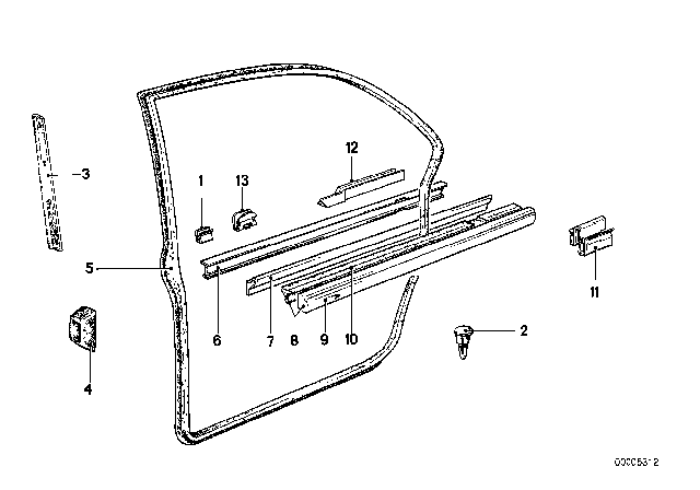 1984 BMW 733i Door Weatherstrip Diagram 2