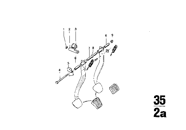 1972 BMW Bavaria Pedals Supporting Bracket / Brake Pedal Diagram