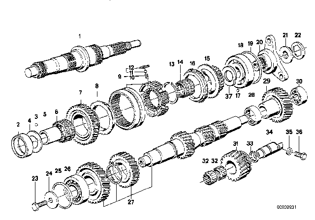 1988 BMW M6 Gear Wheel Set, Single Parts (Getrag 280) Diagram 2