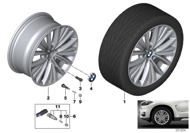 2016 BMW X5 Light Alloy Disc Wheel Reflexsilber Diagram for 36116853954