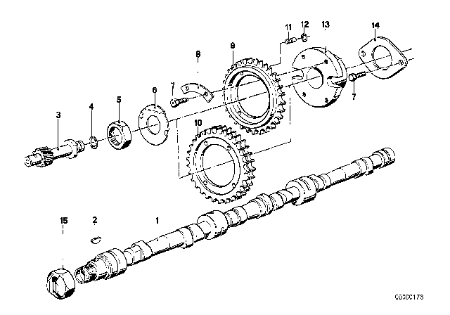 1975 BMW 530i Timing And Valve Train - Camshaft Diagram