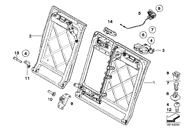 2004 BMW 530i Seat, Rear, Seat Frame Diagram