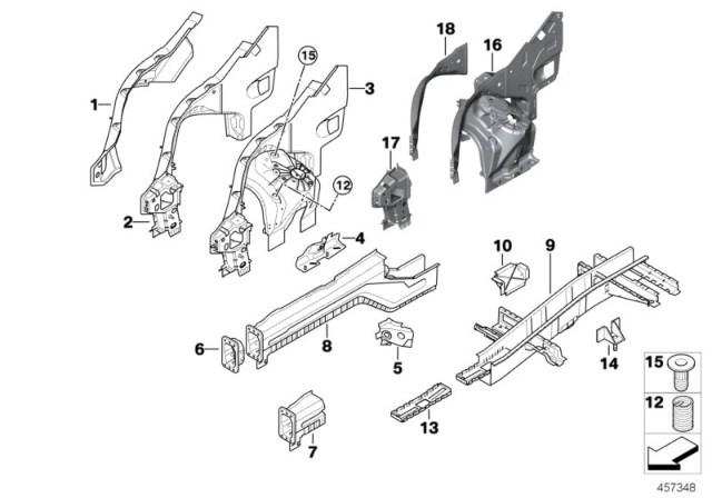 2007 BMW X5 Wheelhouse / Engine Support Diagram