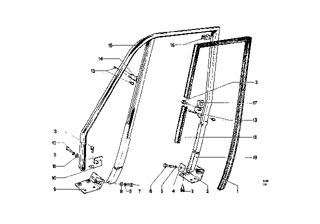 1969 BMW 2000 Glazing Diagram 2