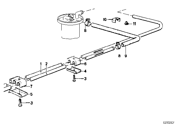 1980 BMW 733i Feed Line Diagram for 16121121487