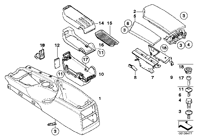 2008 BMW 535xi Retrofit, Armrest Front Diagram