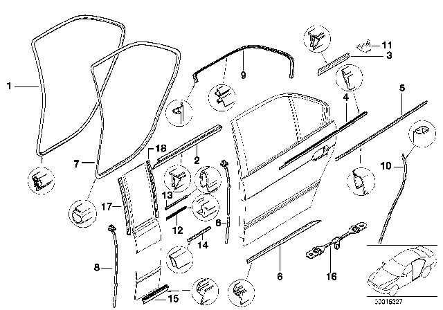 2001 BMW 750iL Door Weatherstrip Diagram 2